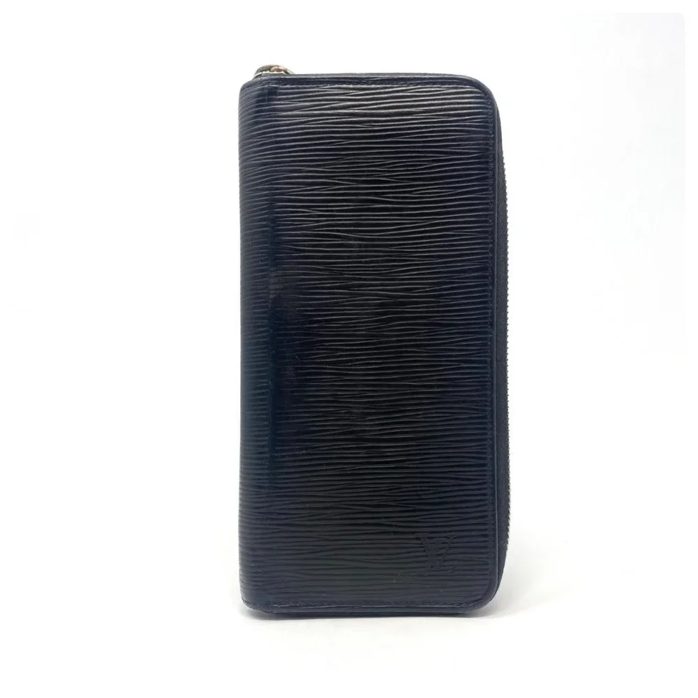 Louis Vuitton Black Epi Leather Zip Wallet with Gold Zipper